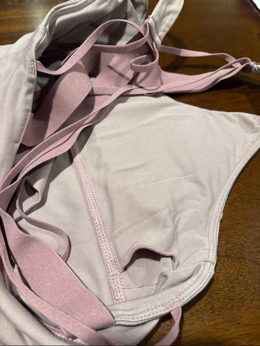 Dusty Rose/Mayve Cross-Strap Support Sports Bra - Picture 4 of 4